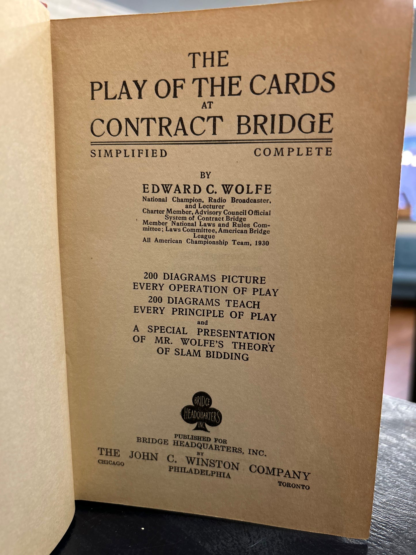 The Play of the Cards at Contract Bridge'by Edward C. Wolfe