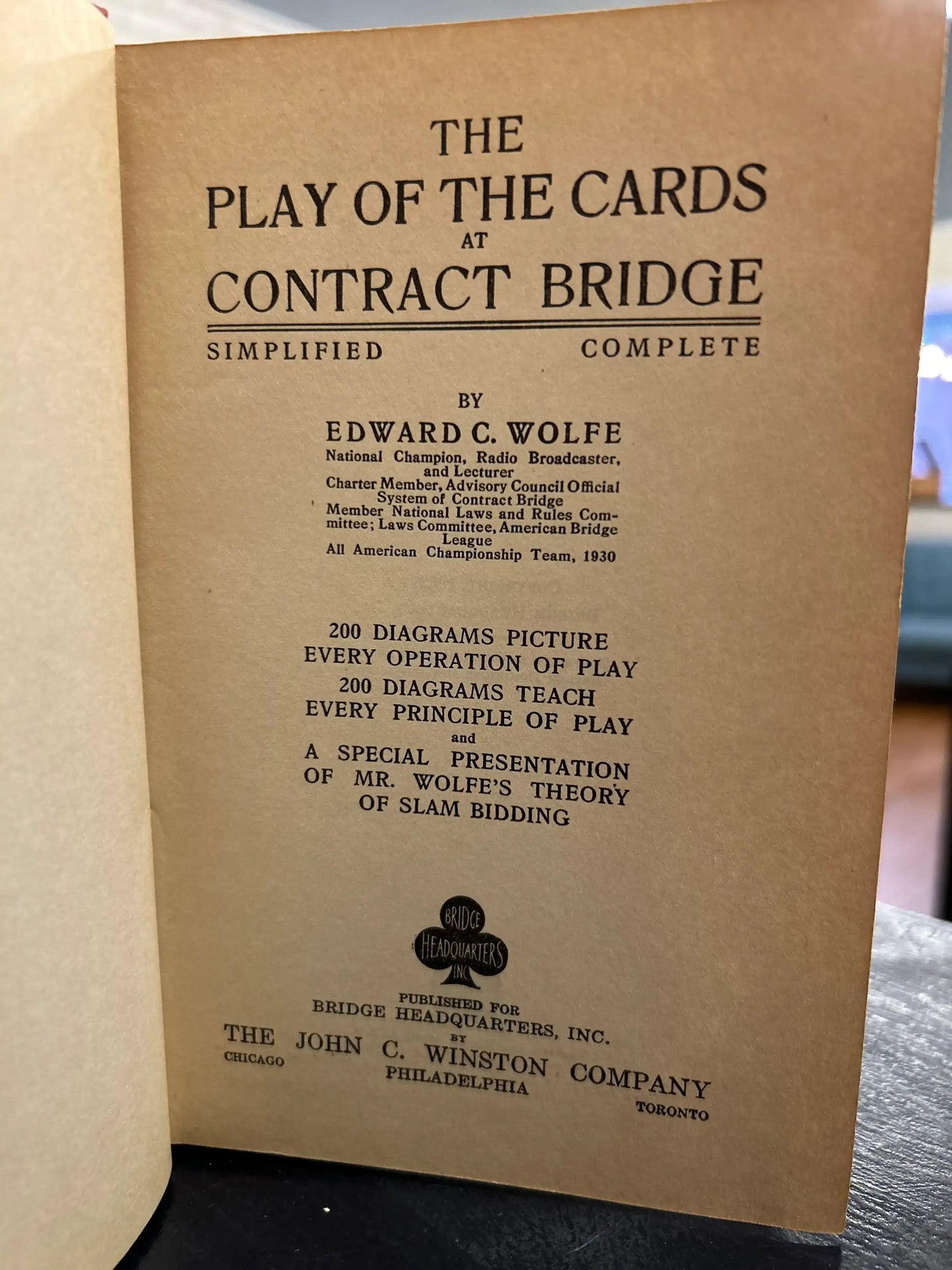 The Play of the Cards at Contract Bridge'by Edward C. Wolfe